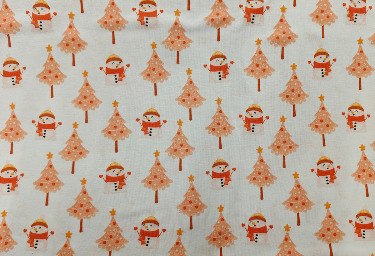 Jersey Stoff - Schneemann & Tannenbaum