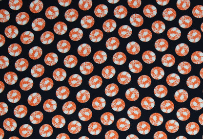 Viskose Stoff, Webware - Fabrienne - Blumenkreise orange