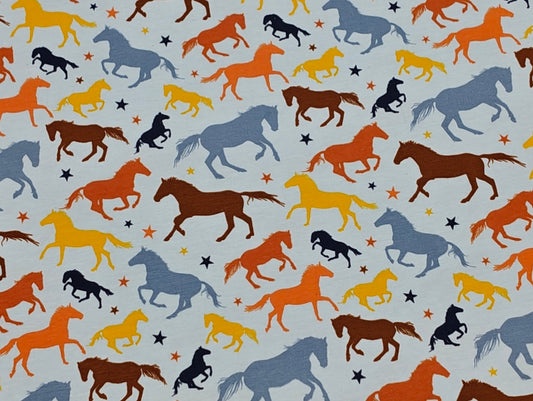 Jersey Stoff - Pferde hellblau