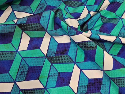 Sport / Bade Jersey Stoff - Grafisch aqua