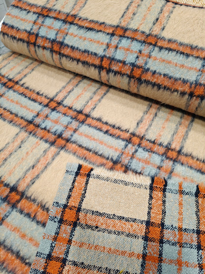 Mantelstoff kariert beige, orange