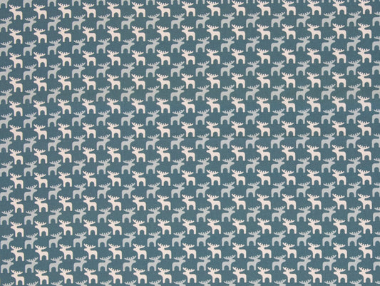 BAUMWOLLE Stoff - Elch blau