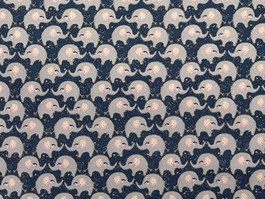 Jersey Stoff - Elefant dunkelblau