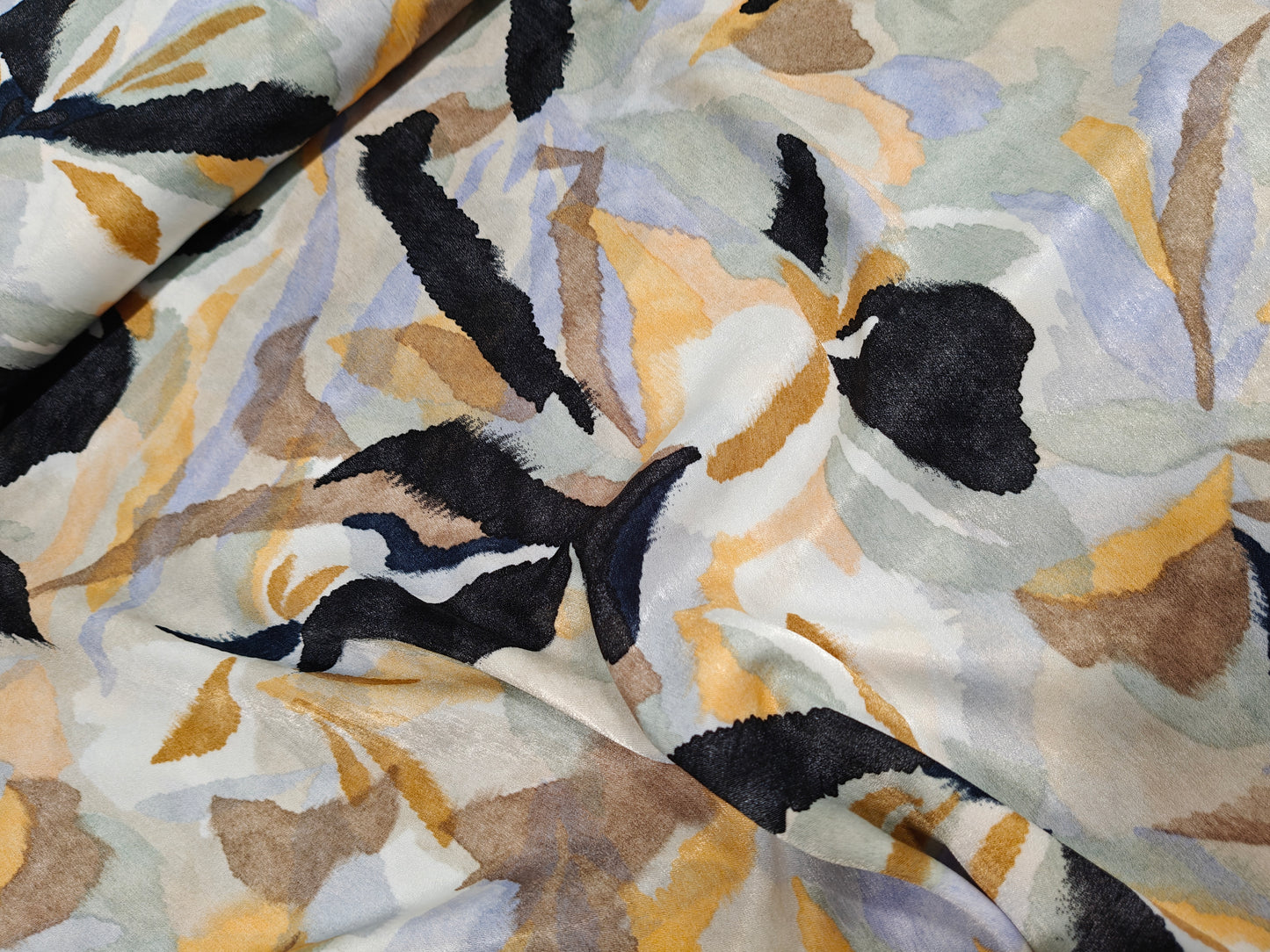 Satin Stoff, Webware -  blassmint, schwarz