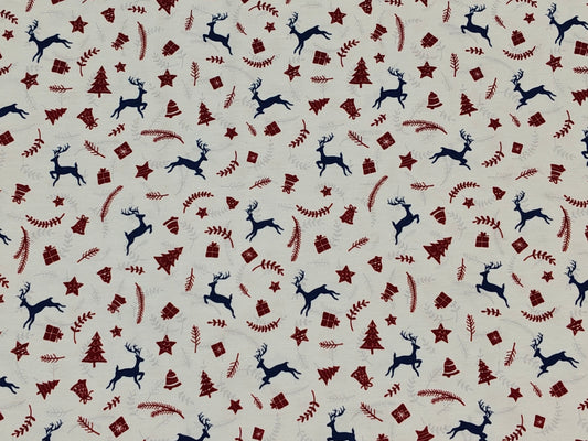 Jersey Stoff - Weihnachten Beigegrau