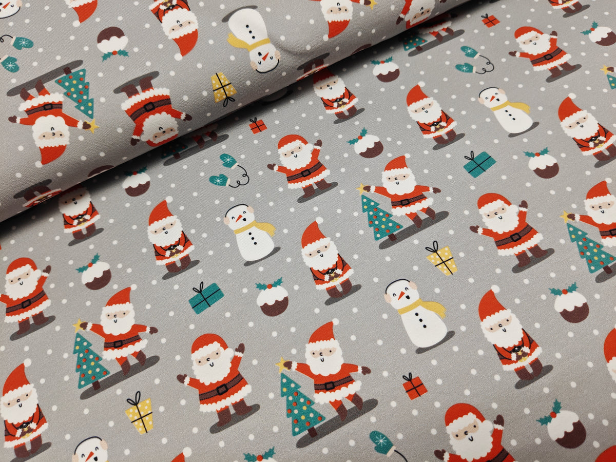 French Terry - Weihnachtsmann, grau