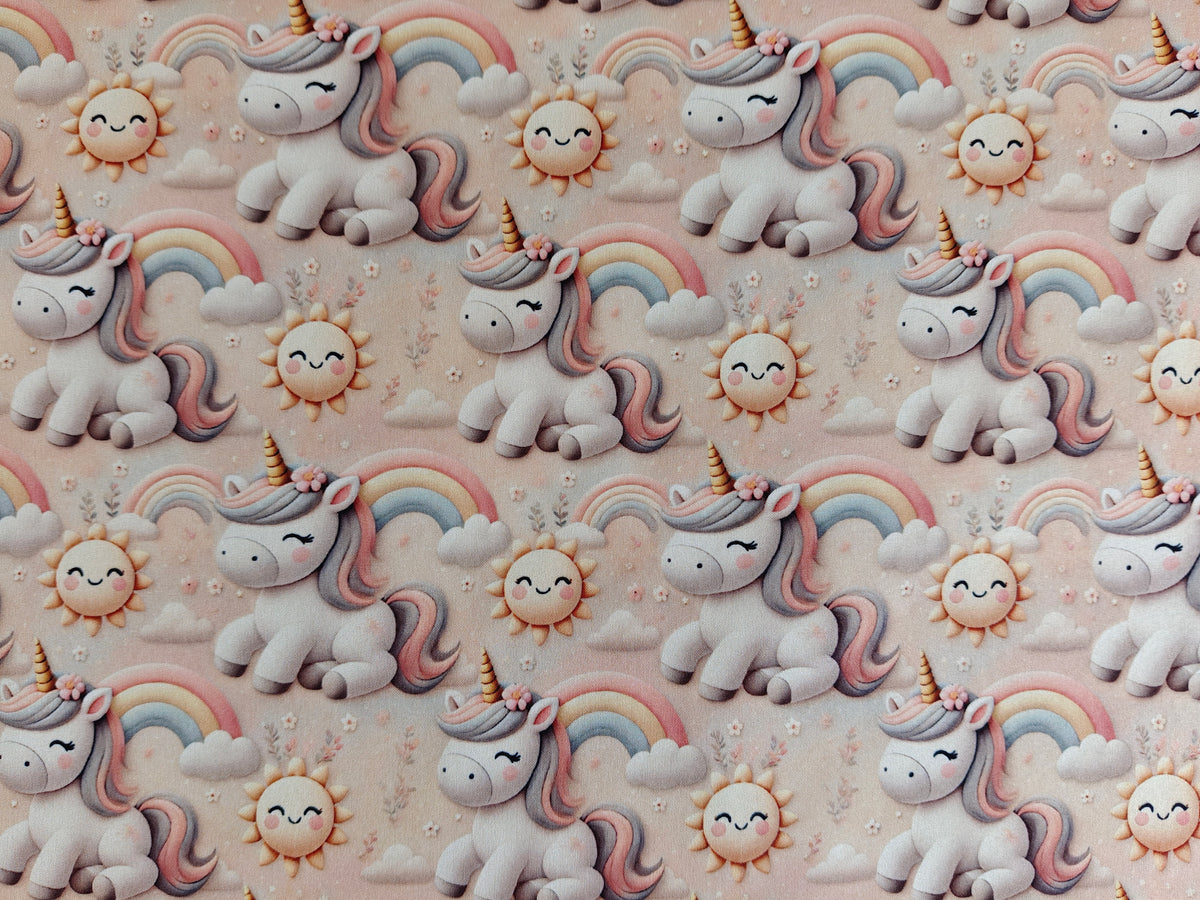 Softshell Stoff - Einhorn & Regenbogen