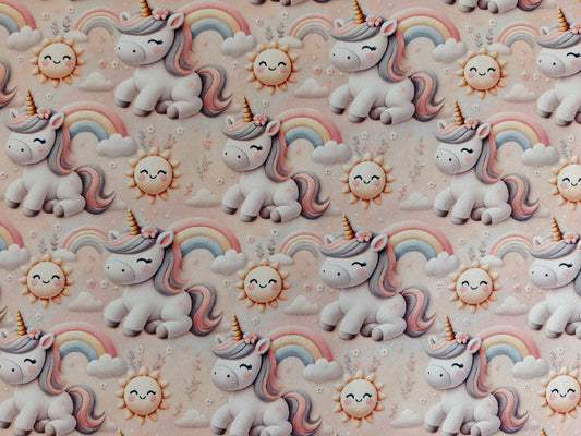 Softshell Stoff - Einhorn & Regenbogen
