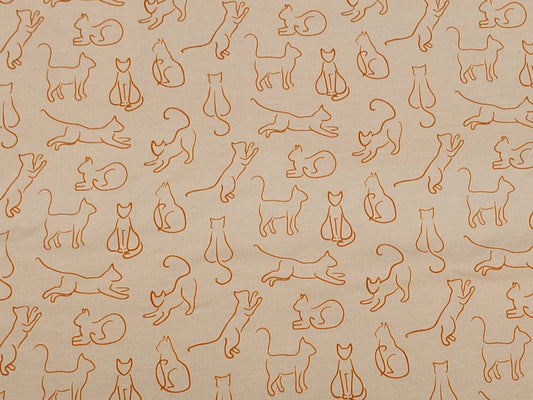 Jersey Stoff - Katzen, apricot
