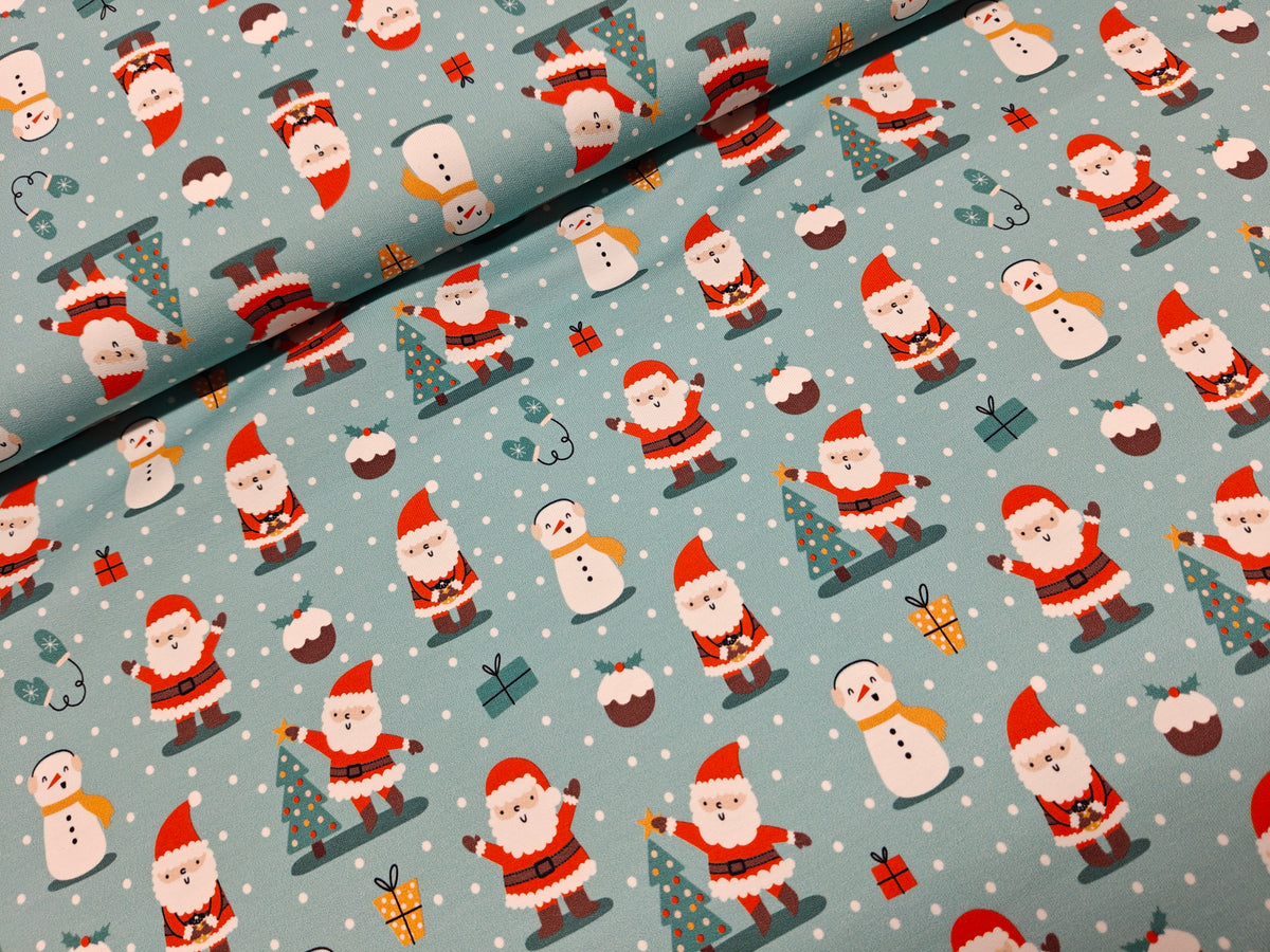 French Terry - Weihnachtsmann, aqua