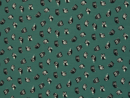 Jersey Stoff - Woo Hoo Owls, grün