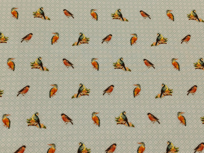 Canvas Stoff - Vögel, mint Ornament