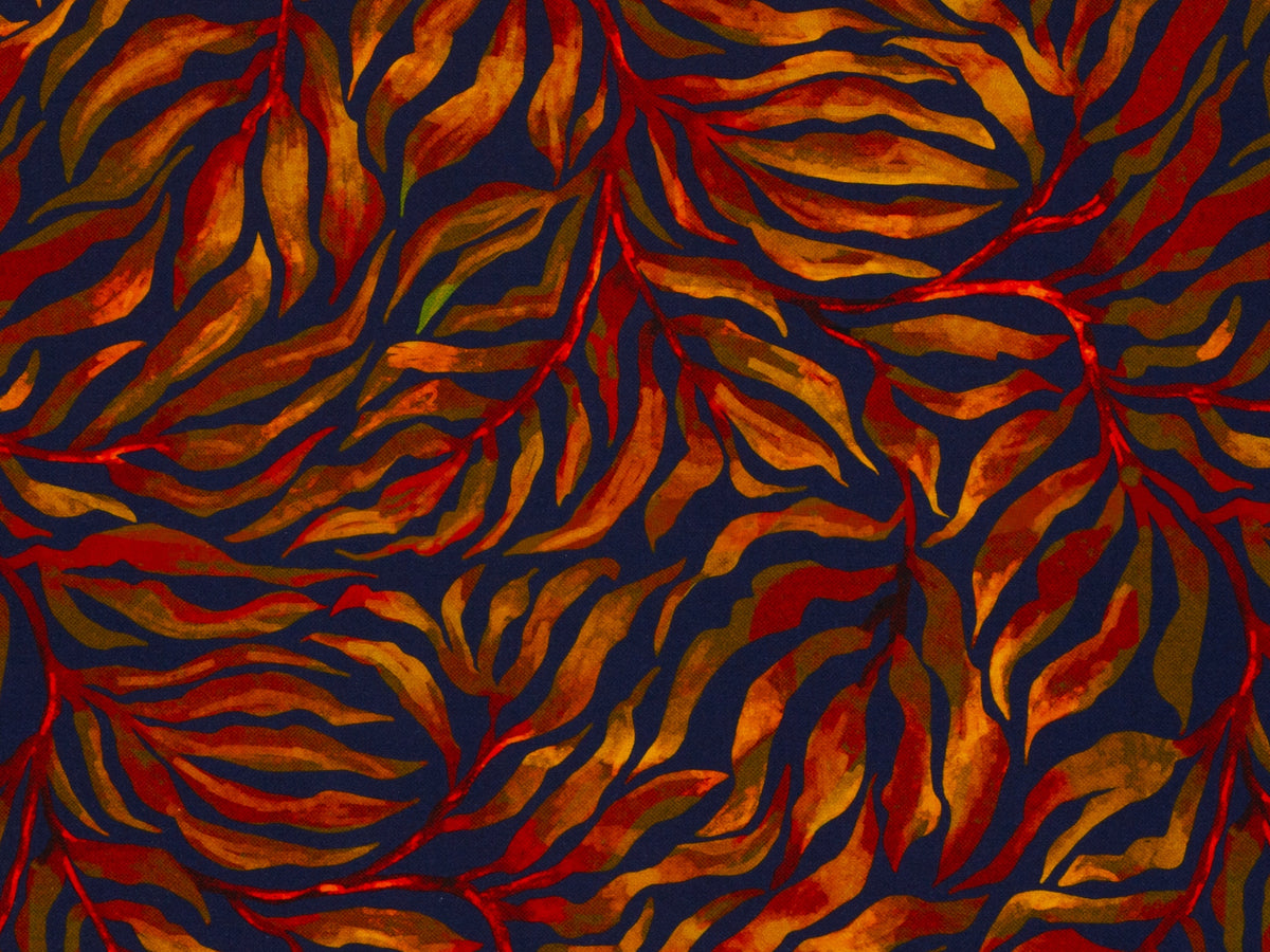 Jersey Stoff - Bienvenido Colorido, Luminoso, dunkelblau orange
