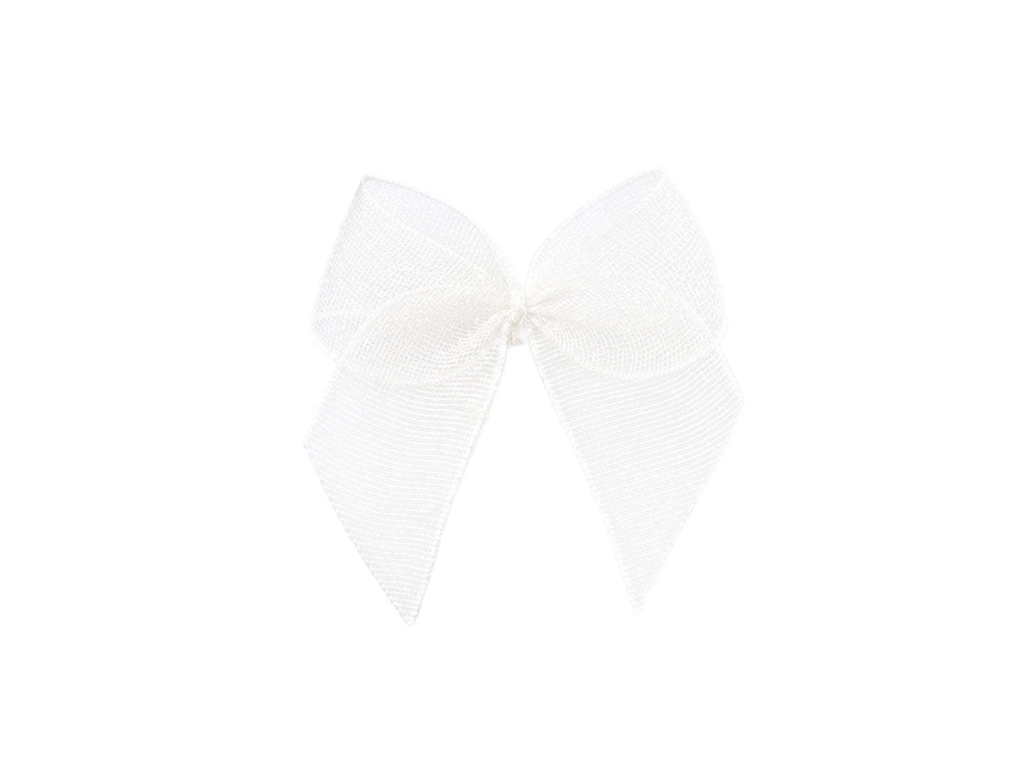 weiße organza schleife 24 mm auf weißem Hintergrund, ideal für Schmuck und Dekoration.