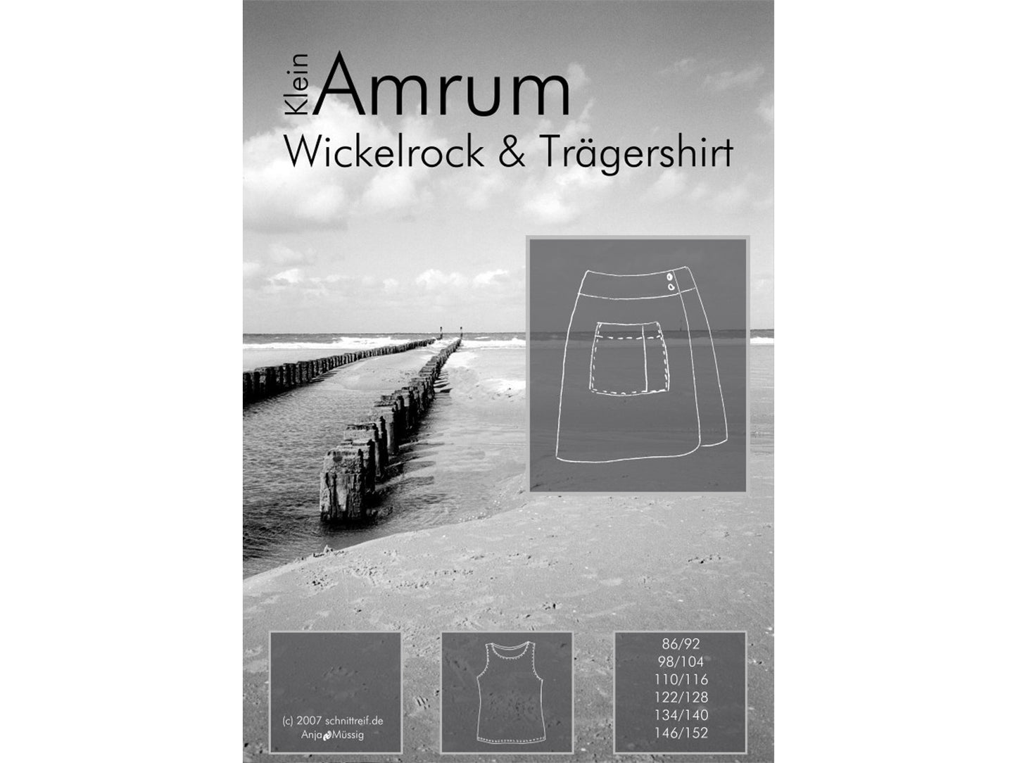 Farbenmix Wickelrock Schnittmuster - Papierschnittmuster für Wickelrock & Trägershirt Klein Amrum, Größen 86/92 bis 146/152.