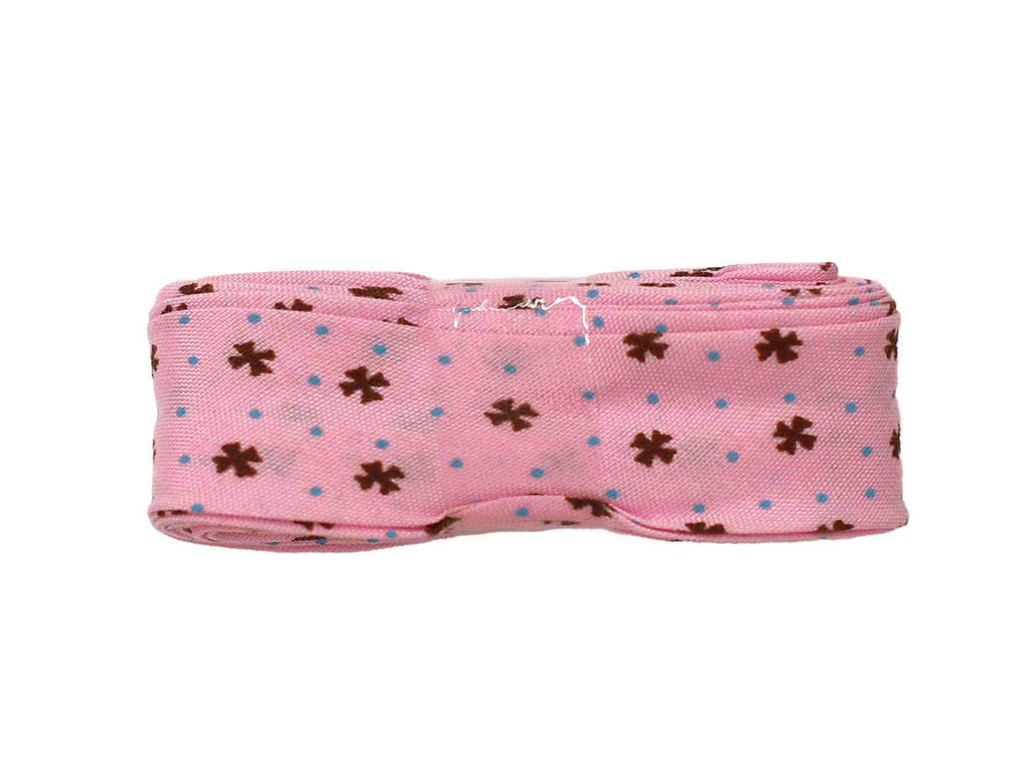 3m Schrägband - Mini Blumen & Pünktchen - rosa-braun