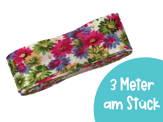 3m Schrägband - Blumenmeer - bunt