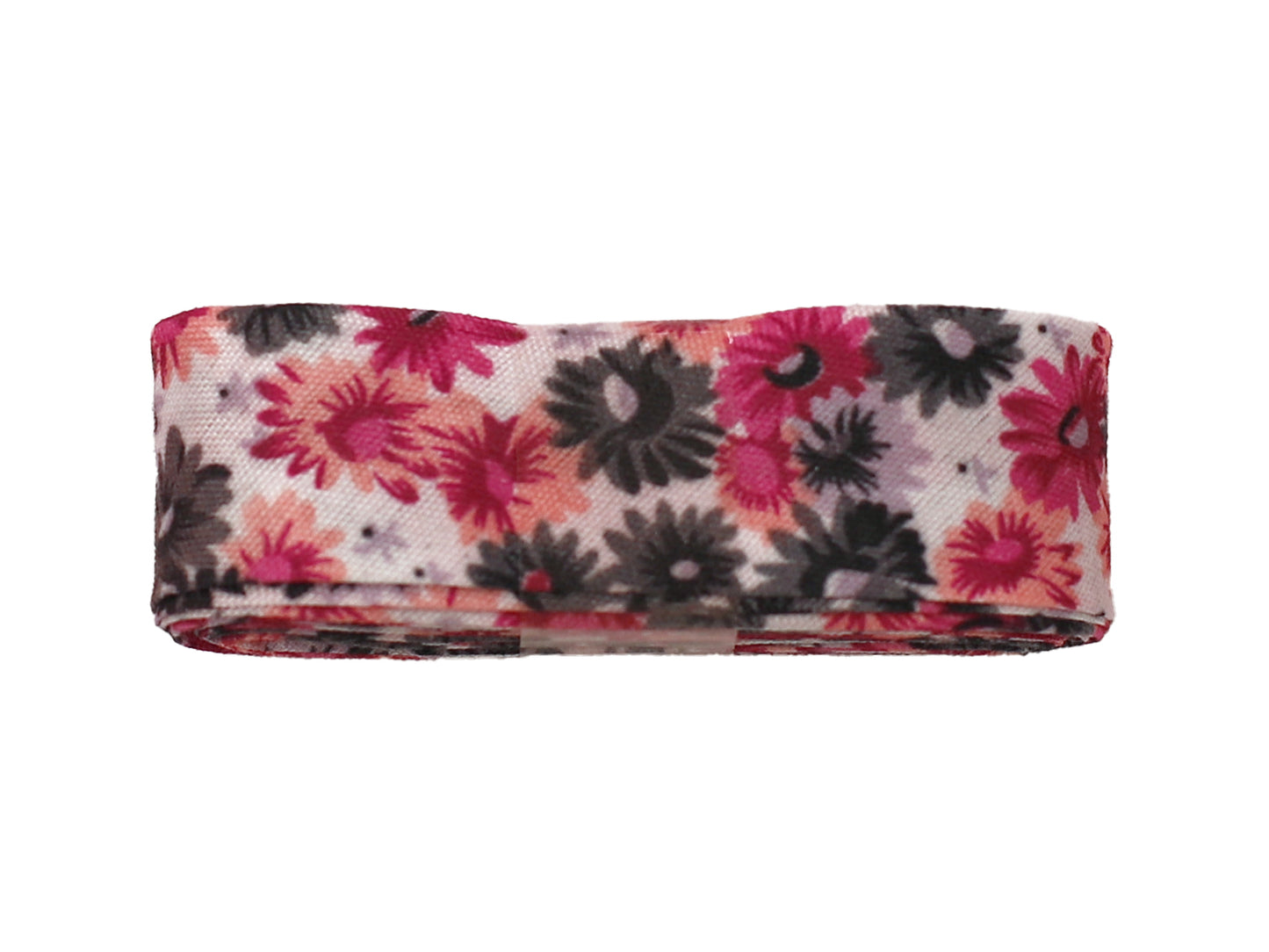 3m Schrägband - Blumenmeer - grau-pink