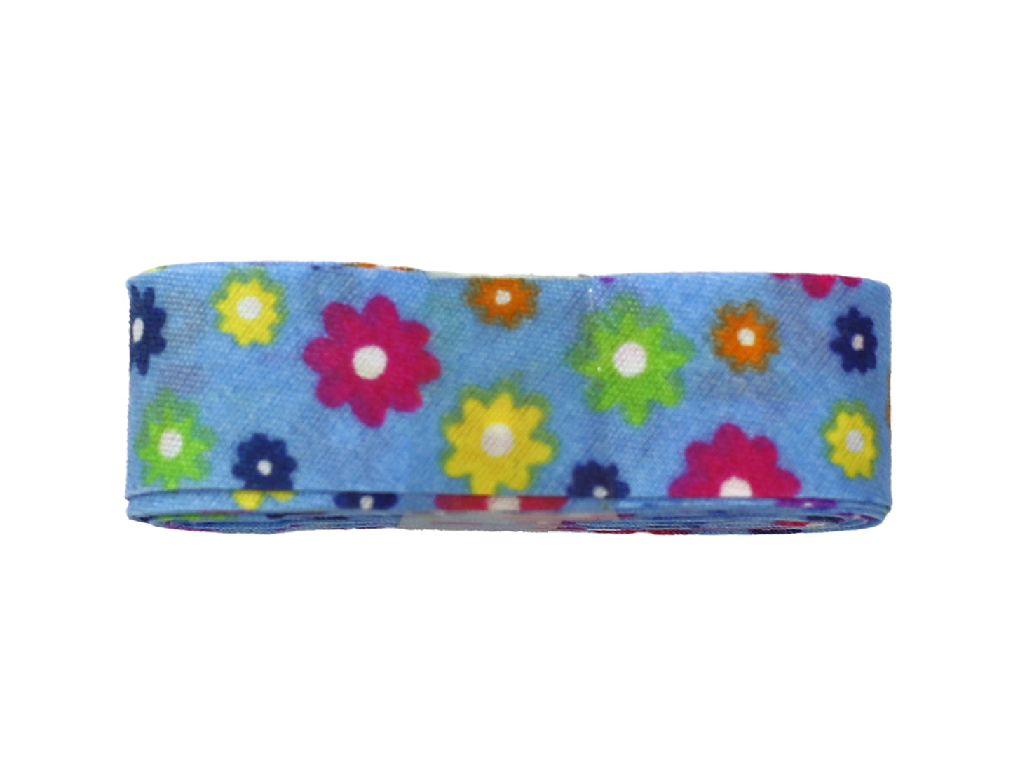 3m Schrägband - Flower Power - blau