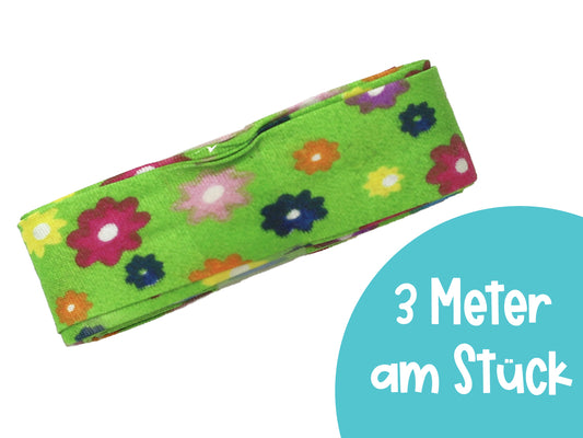 3m Schrägband - Flower Power - grün