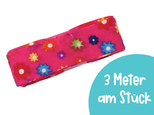 3m Schrägband - Flower Power - pink