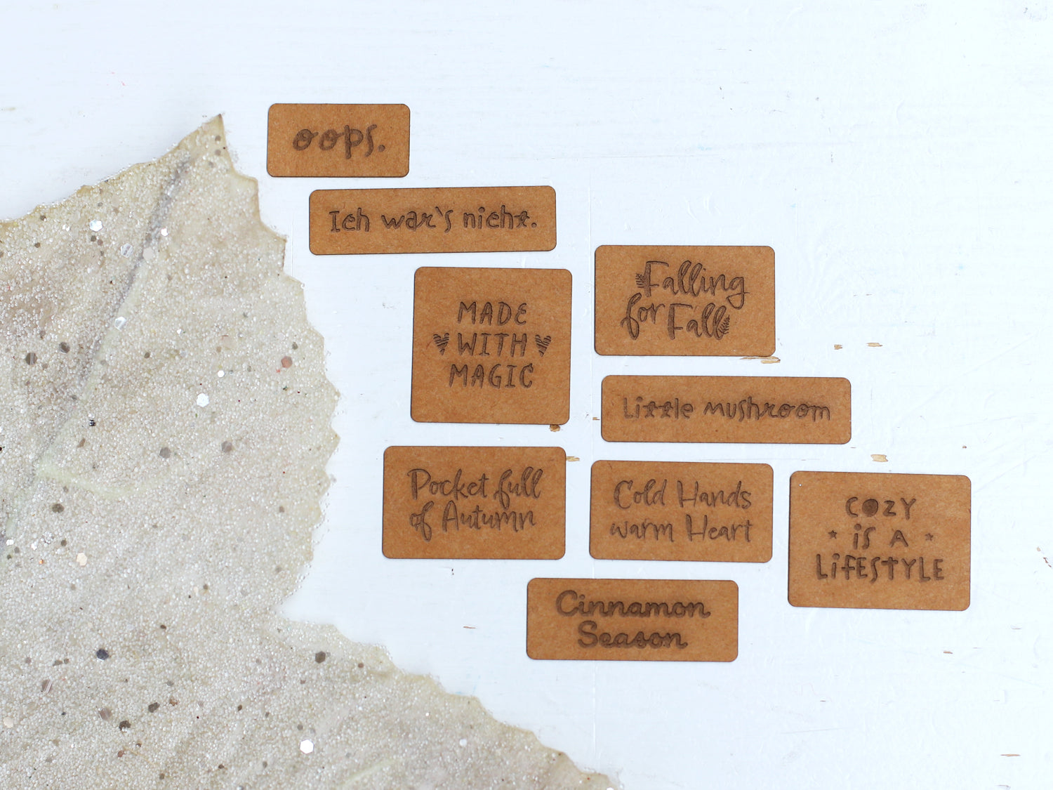 Vegan SnapPap label for handmade projects featuring whimsical autumn designs like Little Mushroom.