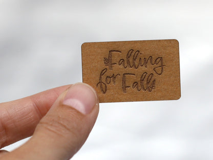 SnaPpap label with the text 'Falling for Fall', perfect as a vegan SnapPap label for fall.