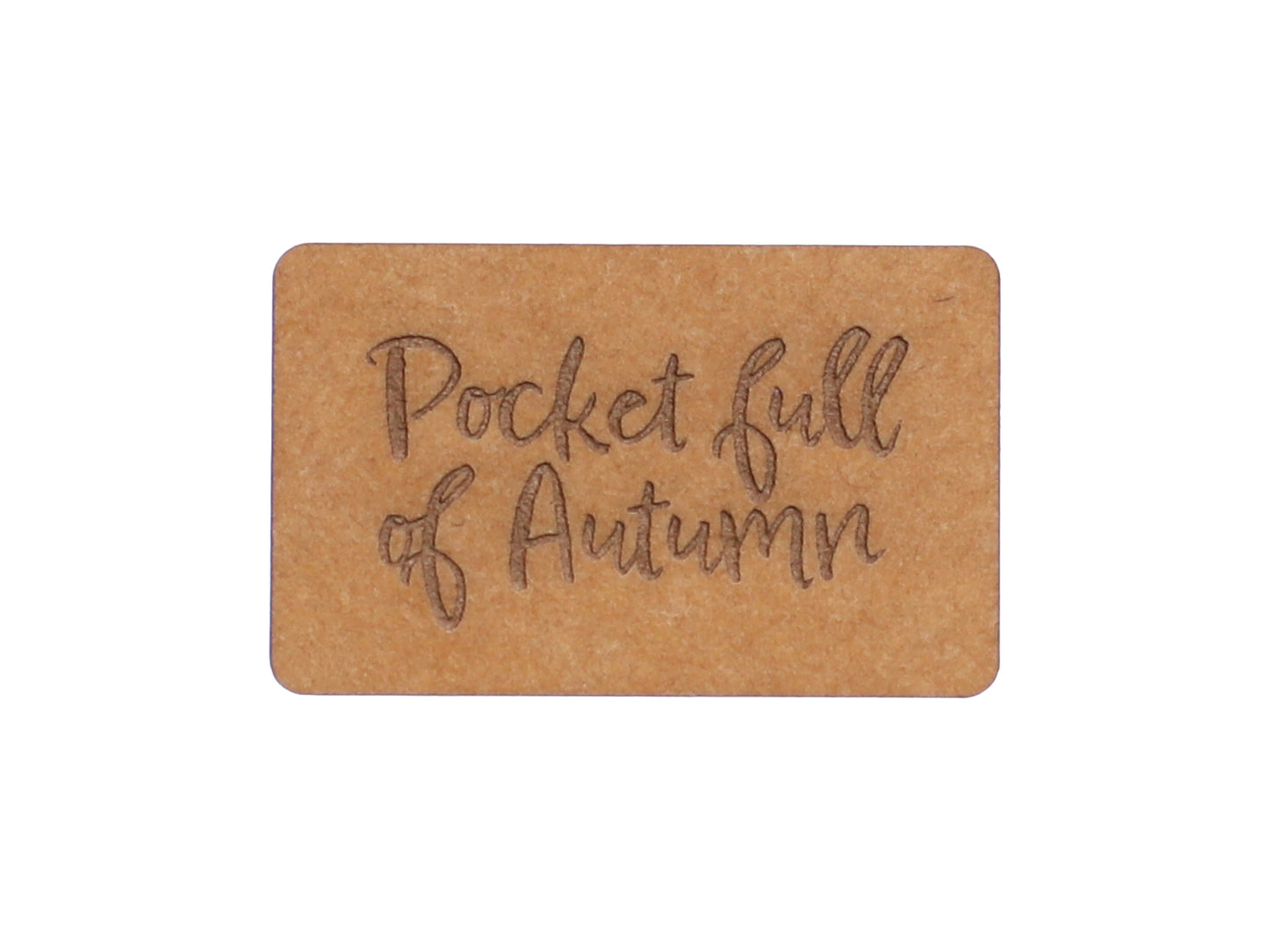 SnaPpap Label showing "Pocket full of Autumn" for vegan SnapPap label autumn projects.