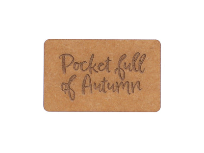 SnaPpap Label showing "Pocket full of Autumn" for vegan SnapPap label autumn projects.