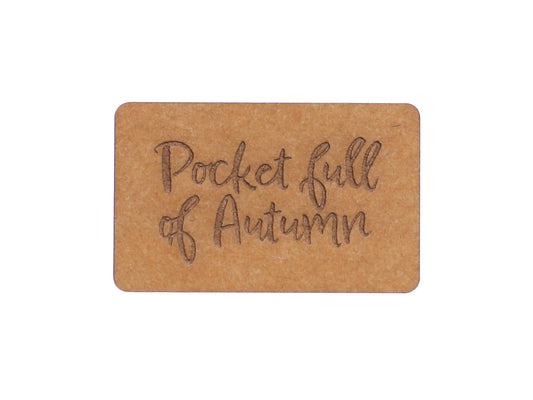 SnaPpap Label showing "Pocket full of Autumn" for vegan SnapPap label autumn projects.
