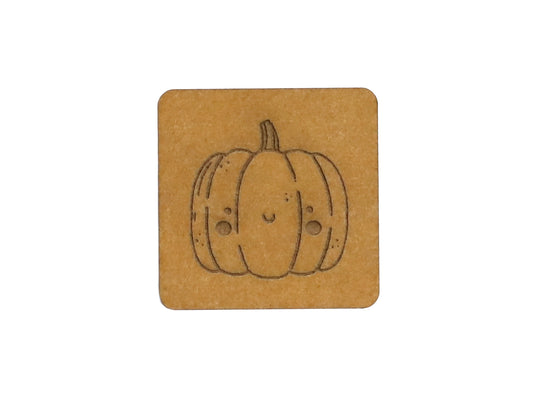 SnaPpap Label - Quadrat - Lächelnder Kürbis, vegan snappap label, handannähen für DIY Projekte.