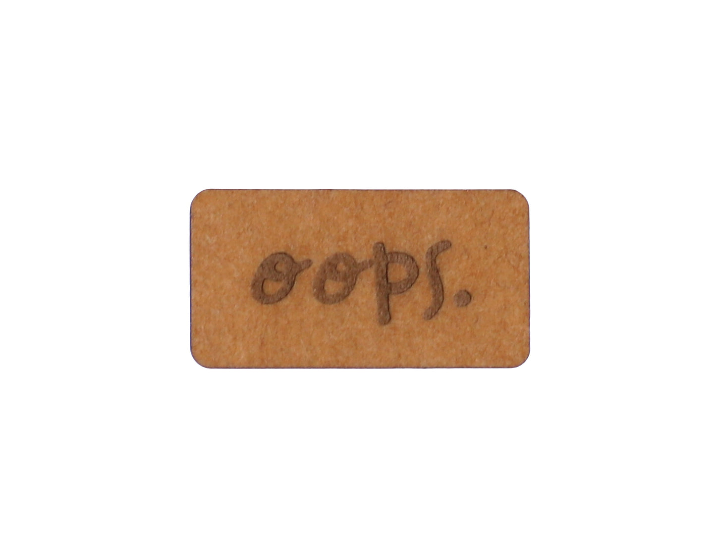 SnaPpap Label - oops, vegan SnapPap label for handmade clothing and DIY projects, made from washable paper.