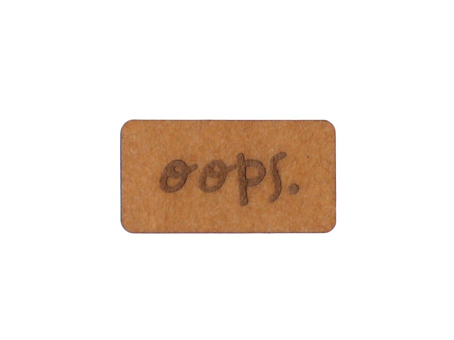 SnaPpap Label - oops, vegan SnapPap label for handmade clothing and DIY projects, made from washable paper.