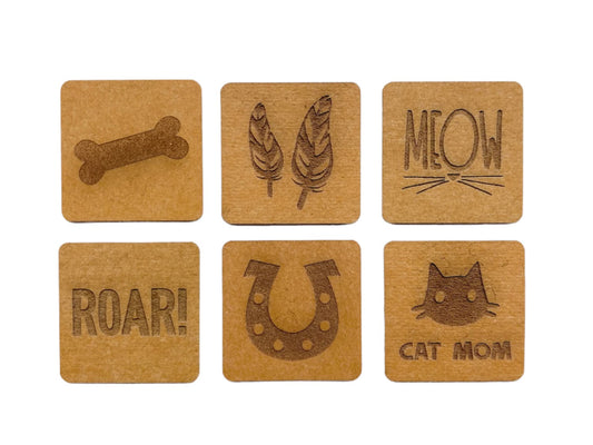 snappap-set-label-zum-annaehen-5-stueck-tiere-knochen-roar-federn-hufeisen-meow-katze-cat-mom-1
