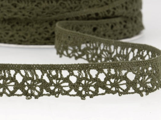 Dentelle aux fuseaux 15mm - olive