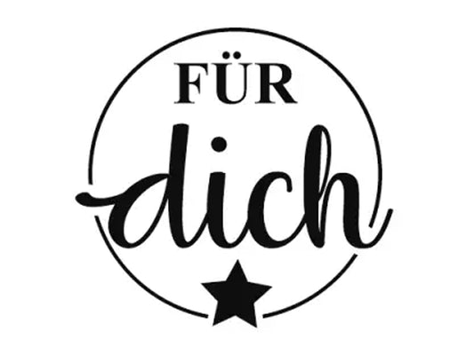 Holzstempel mit niedlichem Motiv, für dich - süßes Design im runden Rahmen.