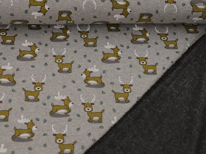 Alpenfleece - Hirsch - grau meliert