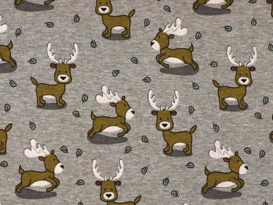 Alpenfleece - Hirsch - grau meliert
