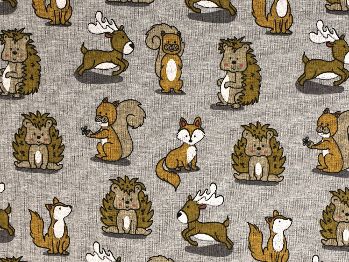 Alpenfleece - Waldtiere - grau meliert