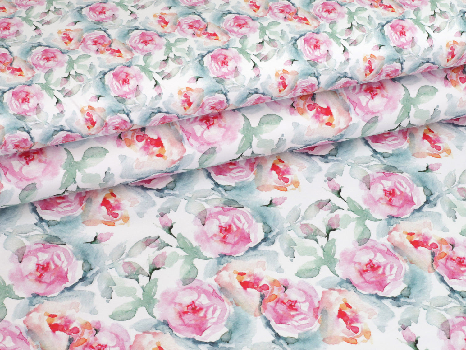 stoff-baumwolle-baumwollstoff-french-terry-sommersweat-sweat-watercolor-roses-englisch-rose-pink-gruen-klein-und-gross