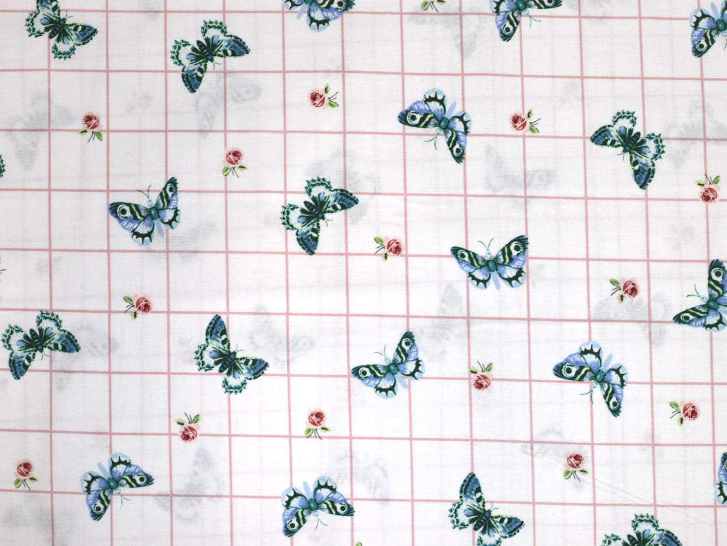 stoff-baumwolle-baumwollstoff-guetermann-schmetterling-kariert-grid-rosa-weiss
