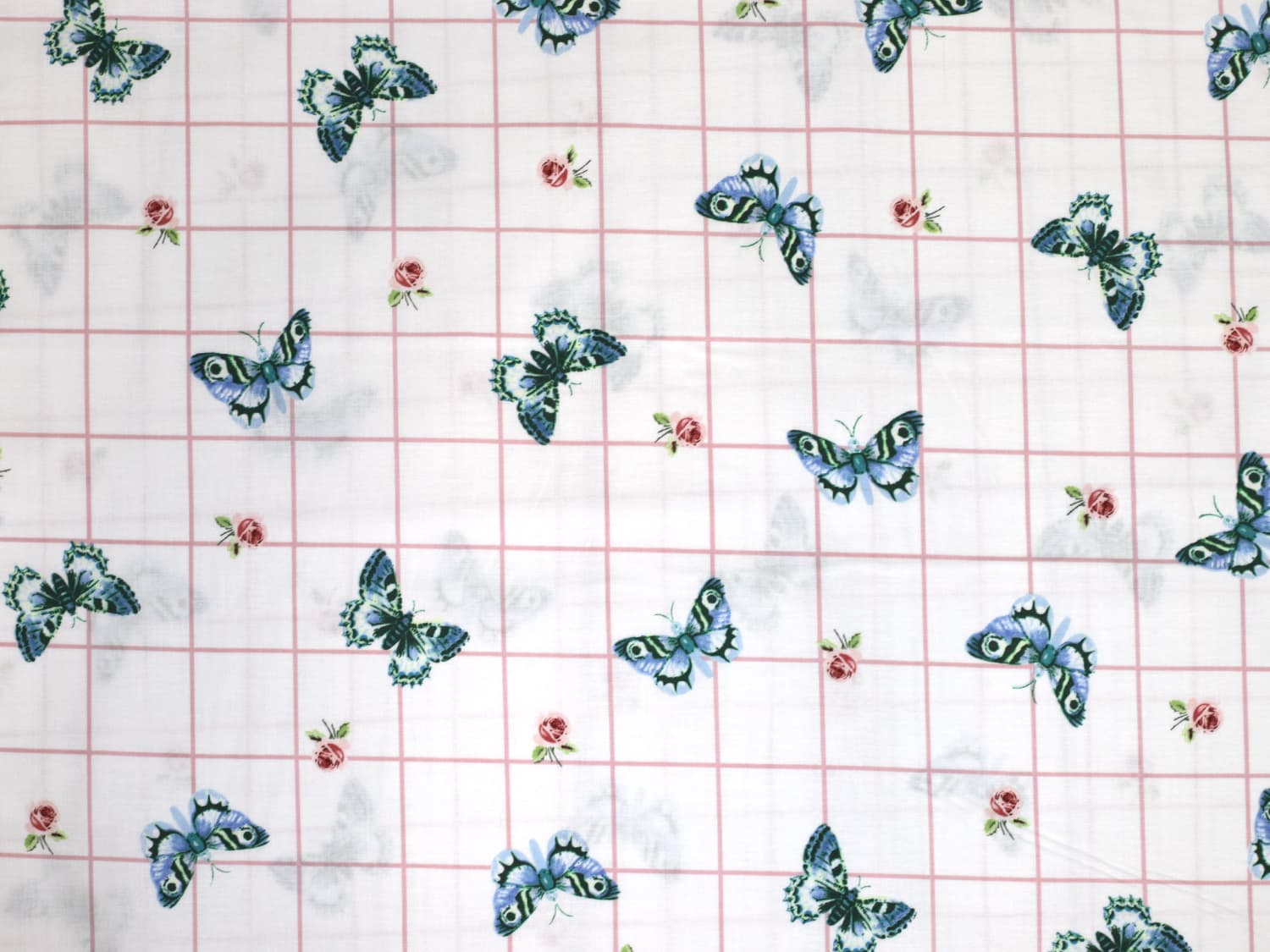 stoff-baumwolle-baumwollstoff-guetermann-schmetterling-kariert-grid-rosa-weiss