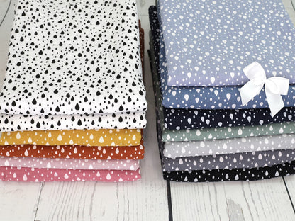 stoff-baumwolle-baumwollstoff-musselin-double-gauze-regen-tropfen-rain-verschiedene-farben
