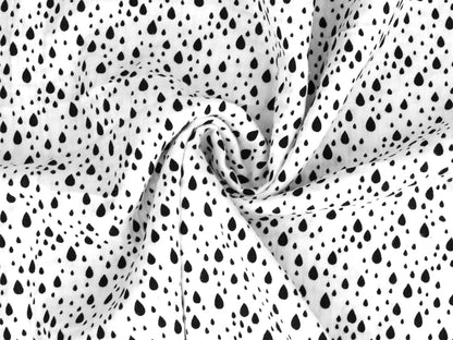 stoff-baumwolle-baumwollstoff-musselin-double-gauze-regen-tropfen-rain-weiss-schwarz