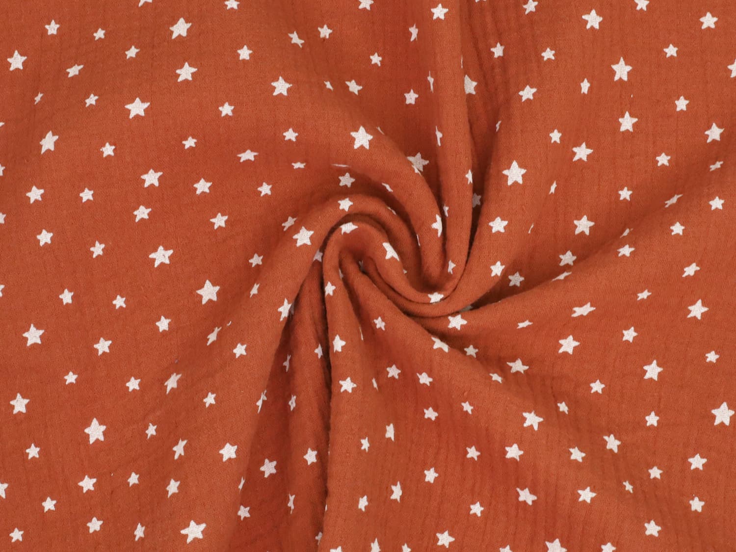 stoff-baumwolle-baumwollstoff-musselin-double-gauze-sterne-sternchen-stars-terracotta