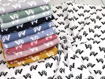 stoff-baumwolle-baumwollstoff-musselin-double-gauze-tier-schildkroete-verschiedene-farben