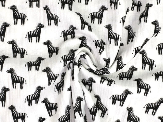 stoff-baumwolle-baumwollstoff-musselin-double-gauze-tier-zebra-wollweiss-schwarz