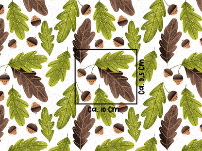 stoff-baumwolle-french-terry-sommersweat-kathi-kunterbunt-herbst-blaetter-eicheln-acorn-herbstliebe-autumn-hello-fall-gesicht-masse