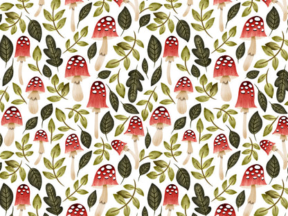 stoff-baumwolle-french-terry-sommersweat-kathi-kunterbunt-herbst-blaetter-laub-pilze-fliegenpilz-gruen-rot