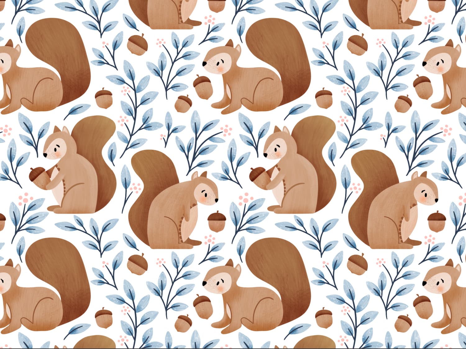 stoff-baumwolle-french-terry-sommersweat-kathi-kunterbunt-herbst-winetr-autumn-fall-eichel-blaetter-laub-eichhoernchen-tier-waldtier-waldfreunde-blau-braun